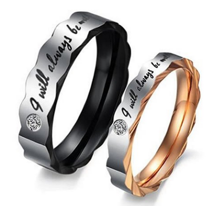 Couples Stainless Steel Rings -I Will Always Be With You- #PromiseRings #Valentine'sDayGiftIdeas