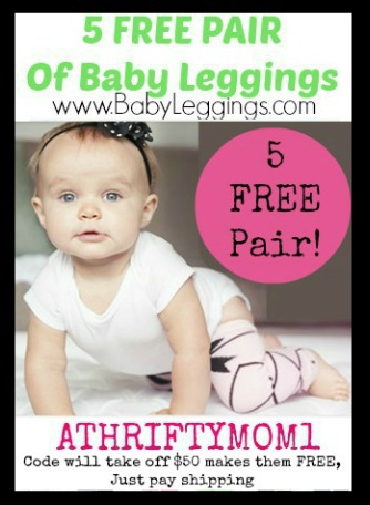 FREE Baby Leggings at BabyLeggings.com with coupon code ATHRIFTYMOM1, just pay shipping. WOW such a great deal