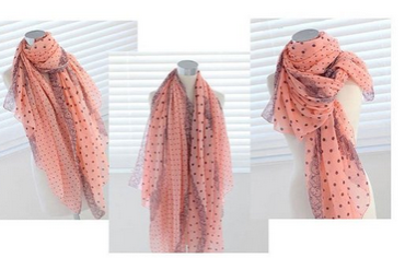 Long Polka Dot Shawl Scarf - Order NOW to get it in time for Valentine's Day