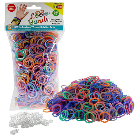 Loom Rubber Bands - 1000 Tye Dye Rubber Band Refill Value Pack with 40 Clips On Sale Only $5.00 #GiftForKids #RubberBandLoom#LoomIdeas