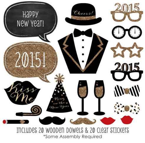 New Year's Party Photo Booth Props Kit #NewYearsParty #FunPhotoIdeas