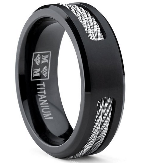 titanium steel cable ring wedding band