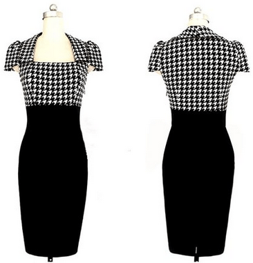 Black and white ceveron style top business suit dress