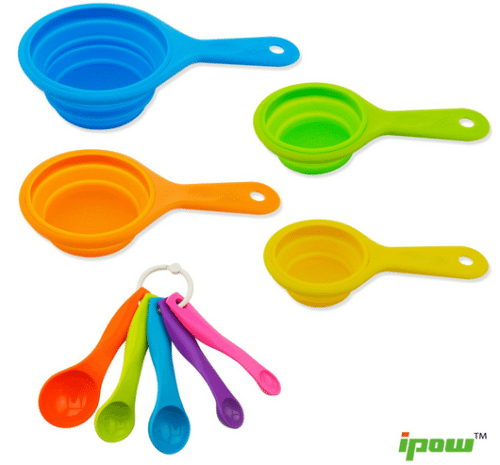 Collapsible Silicone Measuring Cups and Spoons Set for Cooking and Baking
