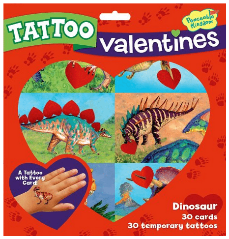 Dinosaur Temporary Tattoo Valentine's Day Cards