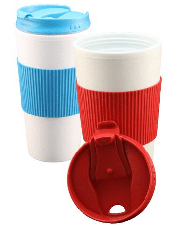 Double Wall Coffee Cups with flip top lids and free recipe book