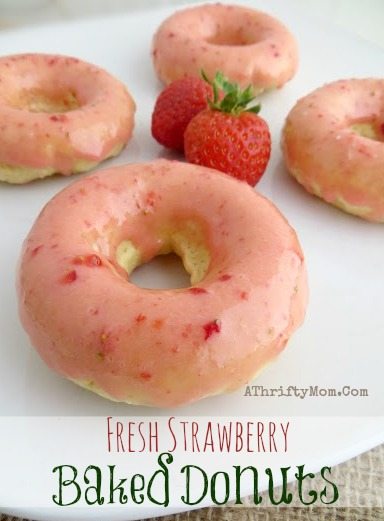 Fresh Strawberry Baked Donuts, Healthier options to comfort foods we all love, Dessert, Recipes, Valentines Day Dessert Ideas