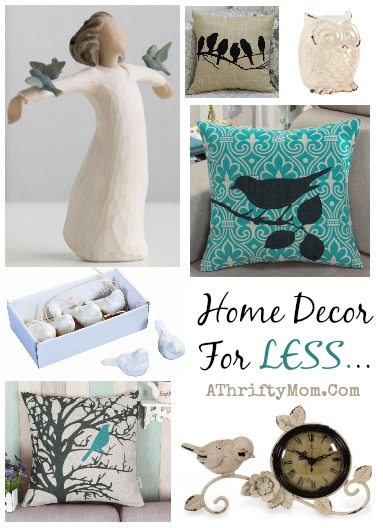 Home Deor ideas, Birds Theme, Clocks, Pillows, love this shabby chic, easy way to restyle any room in your house