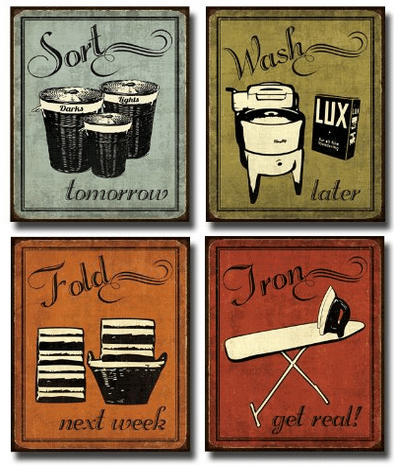 Laundry Set - Vintage Mini Prints #LaundryRoom #VintageHomeDecor