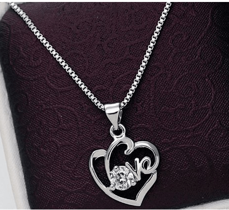Love Rhinestone Pendant Necklace - Buy it now to have it shipped in time for Valentine's Day #Valentine'sDayGift