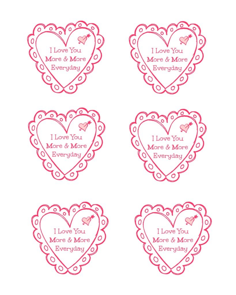 Printable Valentines I Love You More and More Everyday