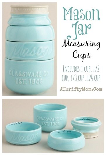 Mason Jar Messuring cups, Home Decor for the Kitchen, teal mason jar, love these shabby chic idea, home decor for less, Kitchen design ideas