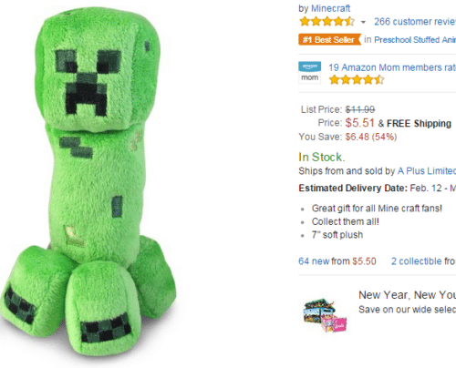 Minecraft creeper on sale plush toy
