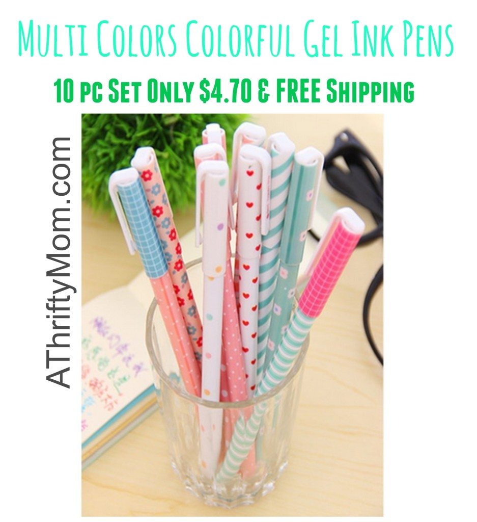 Multi Colors Colorful Gel Ink Pen 10 pc set Just $4.70 Ships FREE
