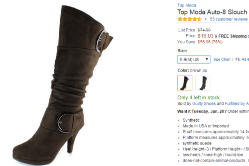 Buckle Slouch Boots with heel On Sale