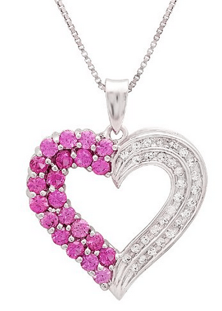 Sterling Silver Pink and White Sapphire Heart Pendant #ValentinesDay #GiftForHer