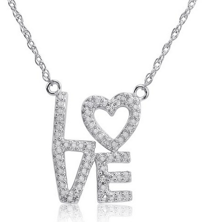 Sterling Silver and Diamond Heart in Love Necklace #Valentine'sDay #GiftForHer