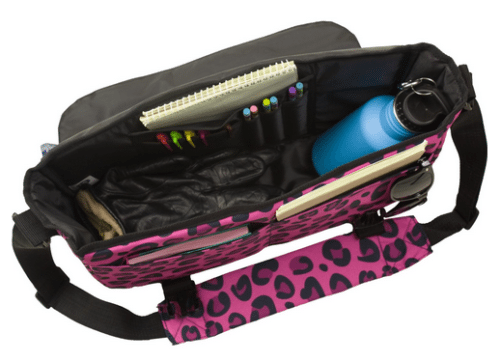 Wildkin Jumpstart Messenger Bag - Pink Leopard  - Inside Look ~ Cute Gift Idea for Girls