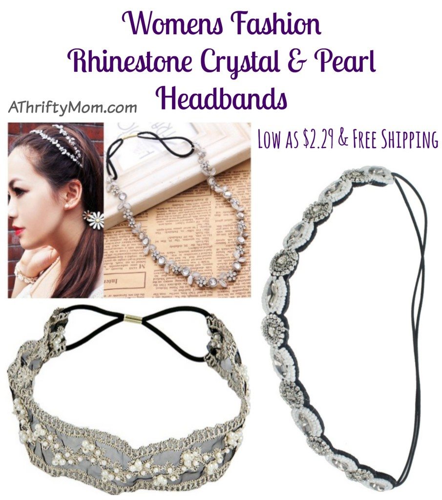 Womens Fashion Rhinestone Crystal & Pearl Headbands low as $2.29 & FREE Shipping