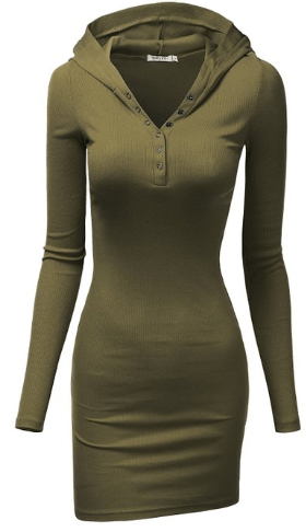Womens Long Sleeve Henley Stretch Cotton Casual Mini Dress - So Cute