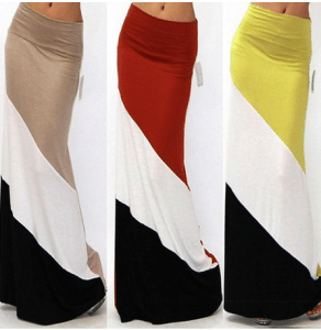 blocked stripe maxi skirt
