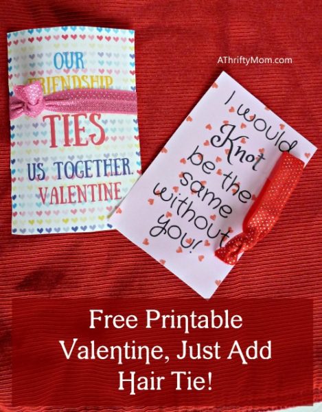 Free Printable Valentines, Just Add Hair Ties #NonFoodTreatIdea