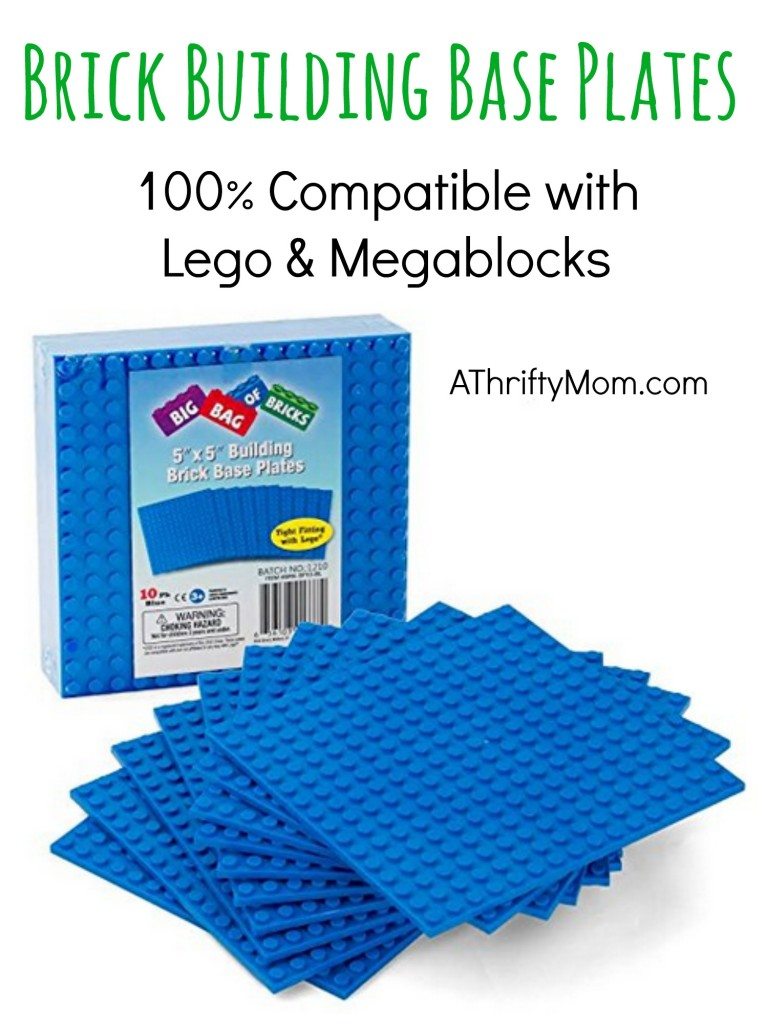 Brick Building Base Plates - Available in Blue and Green - Compatible with Lego, Megablocks - A Thrifty Mom