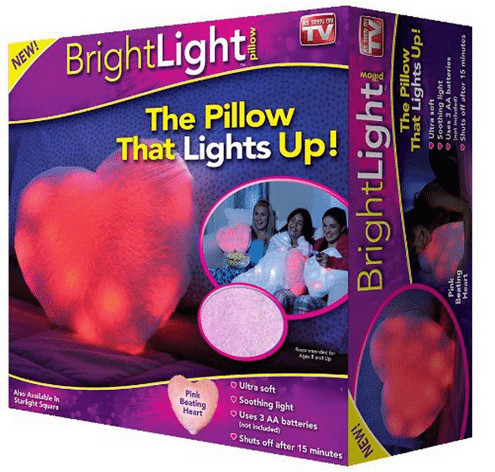 Bright Light Pillow As Seen On TV - Pink Heart ~ Perfect for Valentine's Day & Kids who are afraid of the dark at bedtime