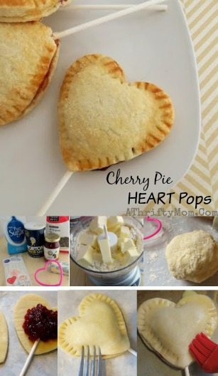 Cherry Pie heart pops, a quick and easy dessert idea for Valentines day, made from scratch dough, finger food party idea