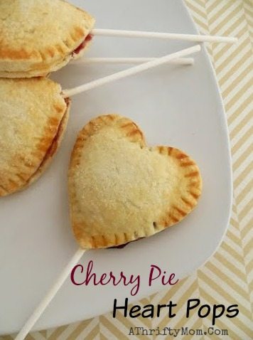 Cherry Pie heart pops, a quick and easy dessert idea for Valentines day, made from scratch dough, finger food, shaped food for pre school