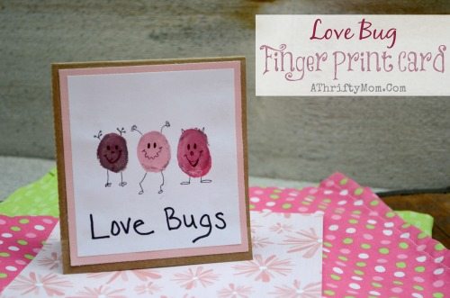 Easy DIY Card ideas, Love Bug Finger Print Card, perfect for Valentines Day, Mothers day ideas, Kids Craft Ideas, Handmade Cards