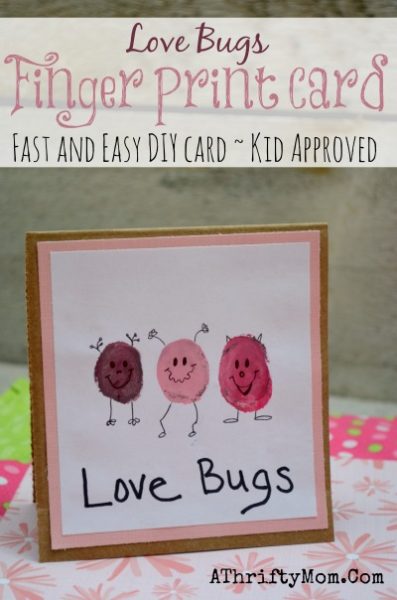 Easy DIY Card ideas, Love Bug Finger Print Card, perfect for Valentines Day, Mothers day ideas, Kids Craft Ideas, Handmade Cards