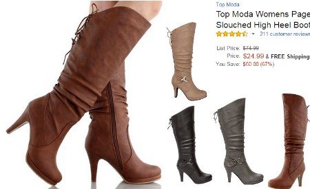 High Heel Slouched Leather Boot