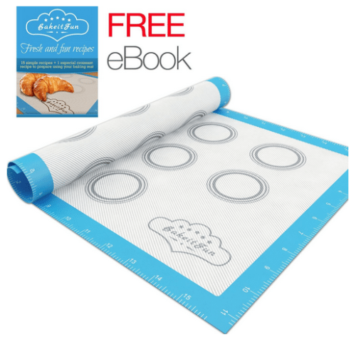 Silicone Baking Mat with Ruler with FREE eBook - Professional Grade and Certified FDA Safe- Reusable Non-Stick, No Oil Needed