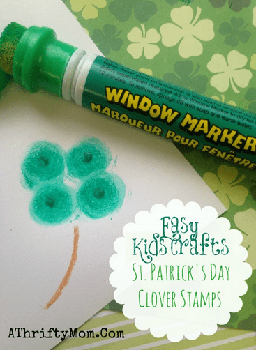 St Patricks Day Clover Stamp Craft, Easy DIY Shamrock Craft for kids, St. Patty's day craft idea, DIY, Kids, School party Idea
