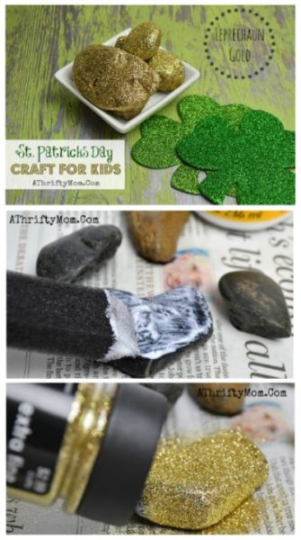 St Patricks Day Crafts For kids, Easy to make DIY Pot of gold rocks. Perfect for preschool and older, school craft project