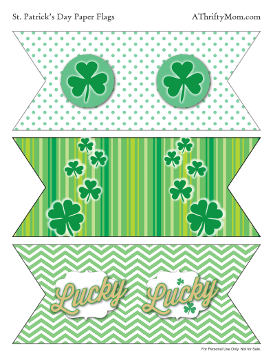 St Patricks Day  FREE PRINTABE flags for easy St Pattys Day Decorations, Easy DIY Shamrock Craft for kids, St. Patty's day craft idea, DIY, Kids, School party Idea