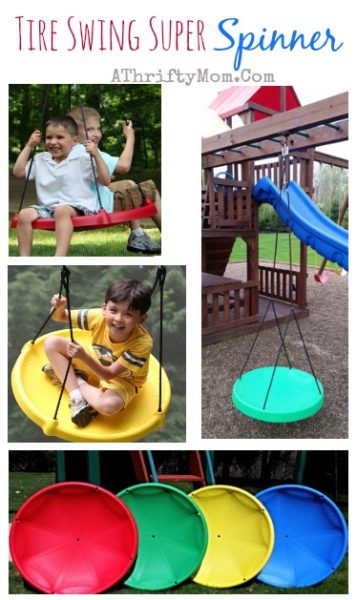 Positivo Estragos limpiar Kids Outdoor Activities ~ Tire Swing Super Spinner on sale - A Thrifty Mom  - Recipes, Crafts, DIY and more