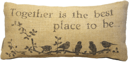 Together is the Best Place to Be - Burlap Accent Throw Pillow #HomeDecorForLess