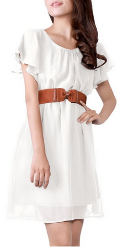 Womens Butterfly Sleeve Elastic Waist Belted Chiffon Short Dress low as $15.04 - 4 colors to choose from!