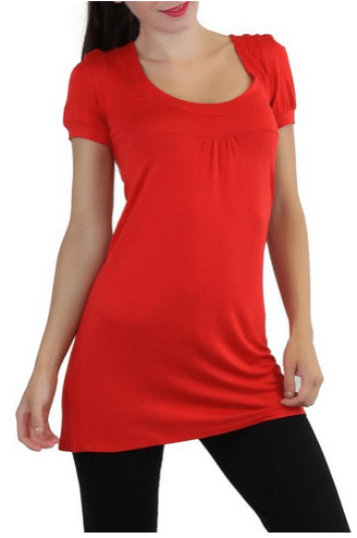 Women's Long Scoop Neck Tunic Dress with Cap Sleeves - A Thrifty Mom