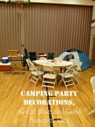 campfire party decorations, #party,#blueandgoldbanquet, #campingparty, #thriftypartyideas, #easypartyideas