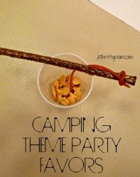 camping theme party favors, #partyfavors, #campingparty, #partyfavors, #fishing, #goldfish, #licorice, #pretzels, #thriftypartyfavors, #thriftypartyideas