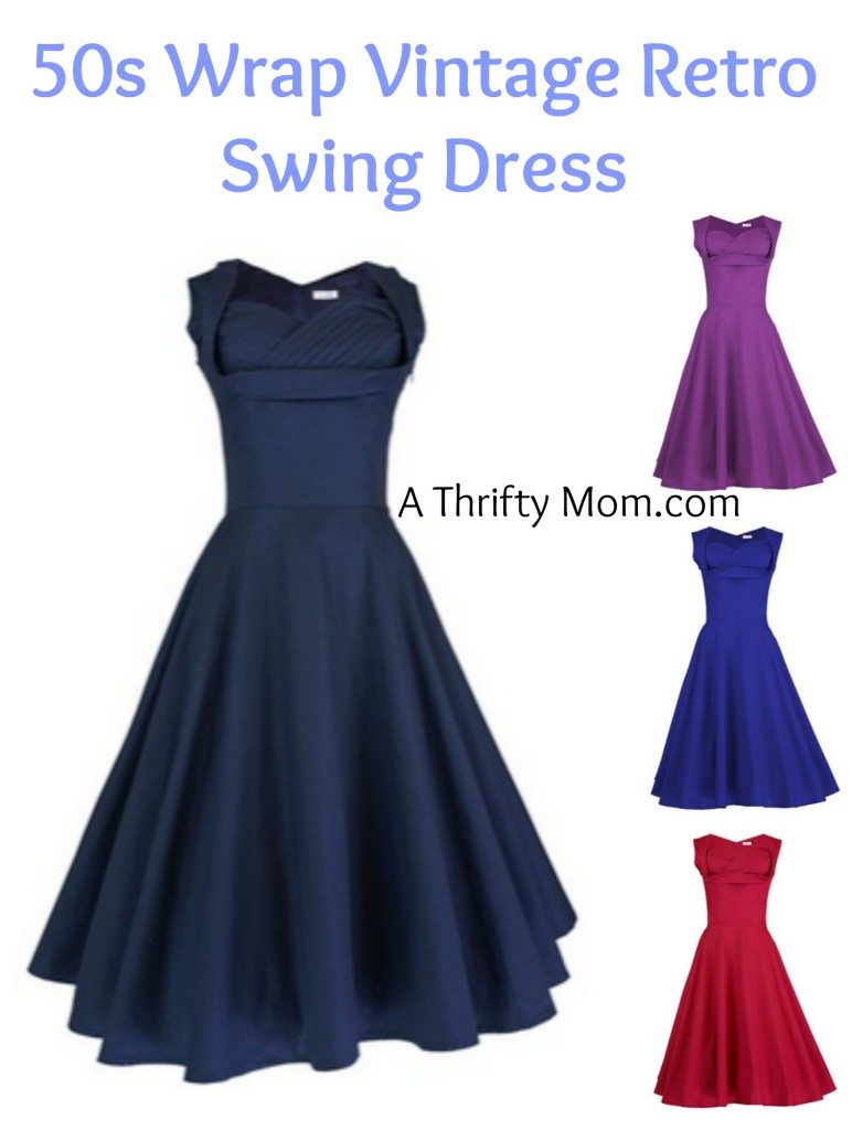 50s Wrap Vintage Retro Swing Dress On Sale - Womens Fashion - A Thrifty Mom