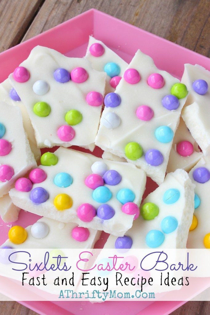 Almond Bark Easter Recipe, Sixlets Candy Easter Bark, last minute easter treat ideas, SO easy to make and looks so fun, spring recipe