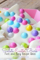 Almond Bark Easter Recipe, Sixlets Candy Easter Bark, last minute easter treat ideas, SO easy to make and looks so fun,  spring recipes
