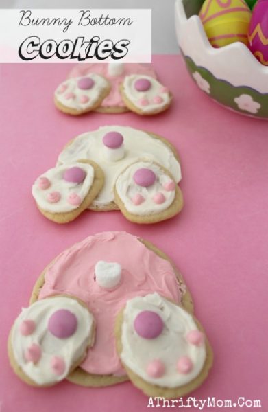Bunny Bottom Cookies, Easy Easter Recipes for Dessert, Kid treats for school, cookie recipes for spring