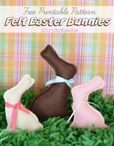 Felt Easter Bunny FREE PATTERN easy craft ideas for kids, Sweet and easy Tutorials to show you how to make your own stuffed animals, Popular crafts