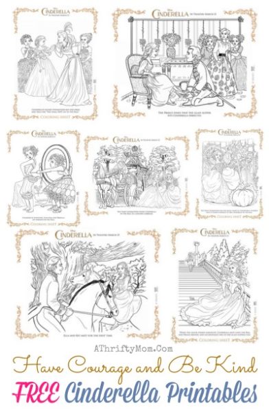 Have Courage and Be Kind, FREE PRINTABLE Coloring pages, Cinderella Disney 2015, Cinerella themed party ideas