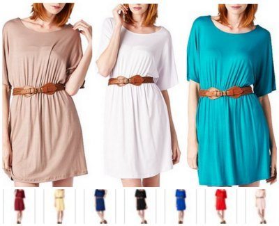Short Sleeves with Elastic Waistband Mini Dress